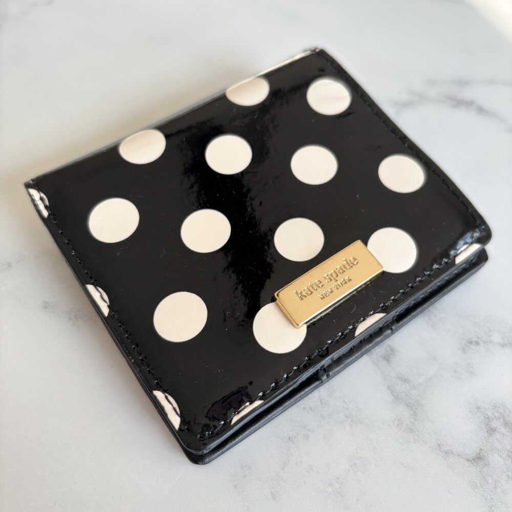 NEW Kate Spade Black White Polka Dot Wallet